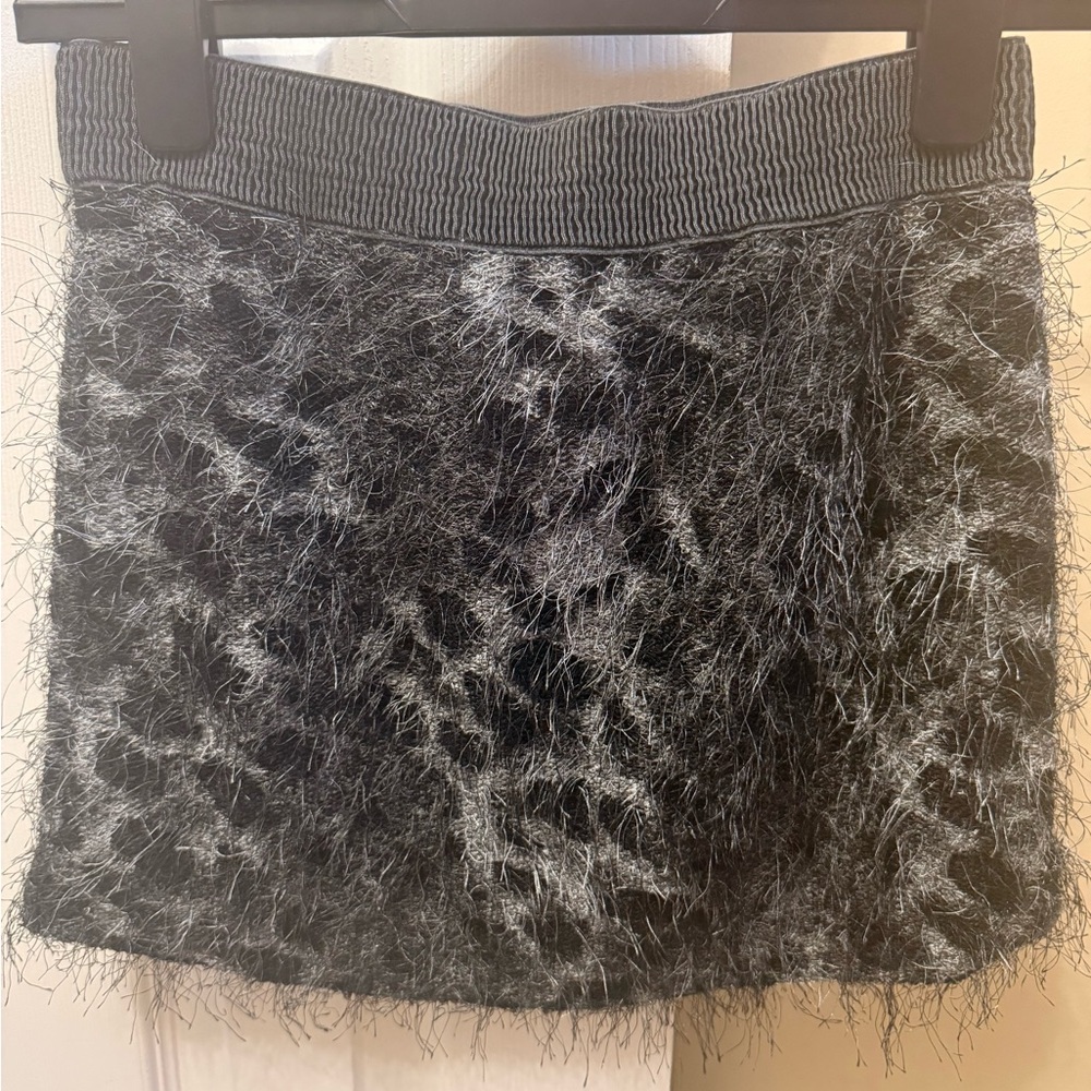 Ya Los Angeles Fuzzy Black and Gray Mini Skirt